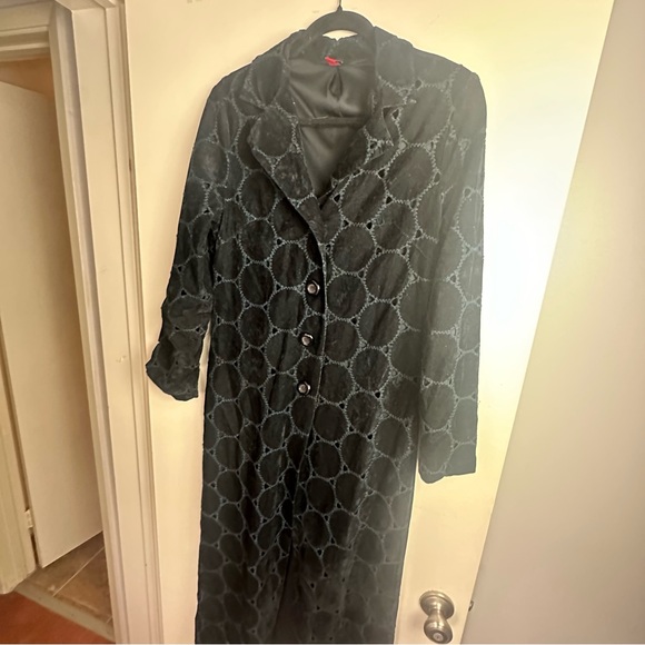 Just in Time Vintage Y2K Black Whimsical Fairy Gothic Grunge Woven Long Coat M - Picture 3 of 16